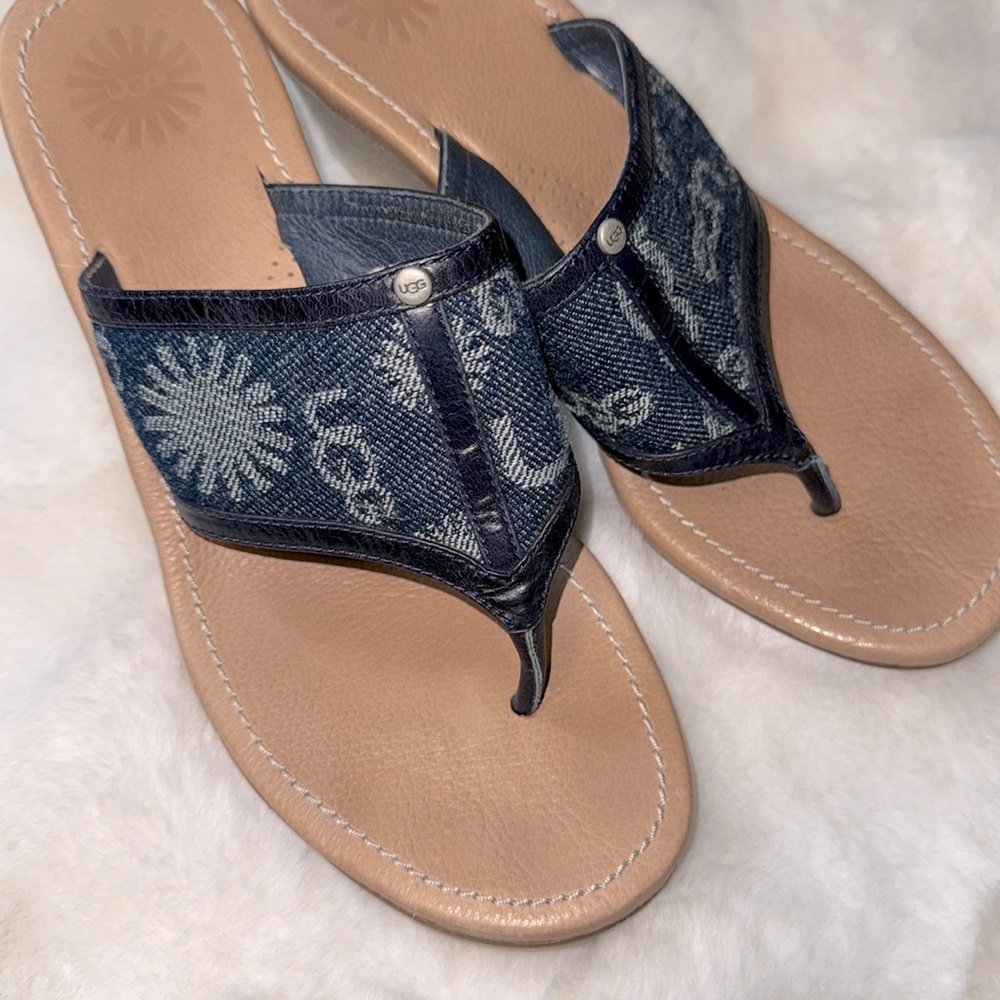UGG Blue and Tan Sandals